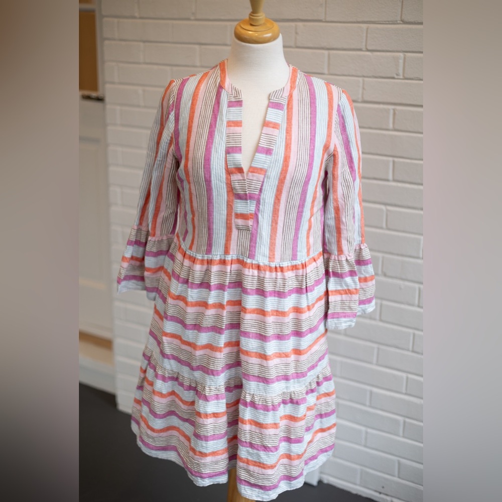 Boden Stripped 3/4 Length Sleeve Dress Size: US 6R